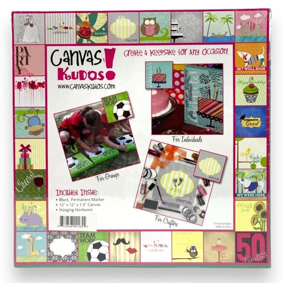 Canvas Kudos Happy Birthday Signable Canvas Wall Art Keepsake Gift 12x12x1.5" - Picture 4 of 13